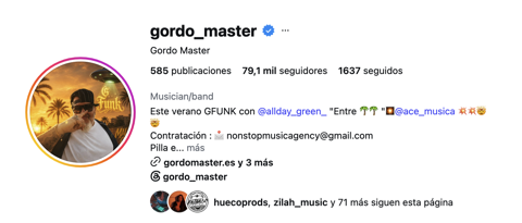 Perfil de Instagram verificado de Gordo Master