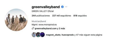 Perfil de Instagram verificado de Green Valley