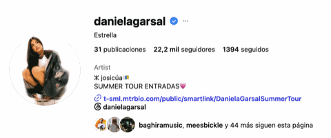 Perfil de Instagram verificado de Daniela Garsal