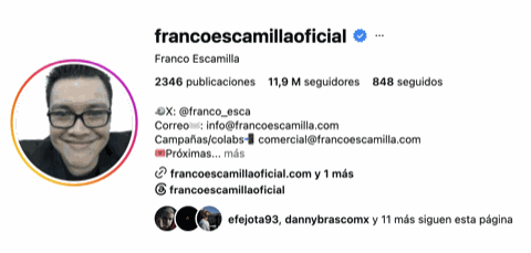 Perfil de Instagram verificado de Franco Escamilla