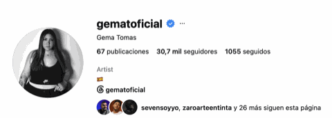Perfil de Instagram verificado de Gema Tomás