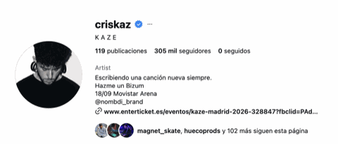 Perfil de Instagram verificado de Kaze