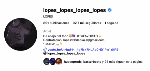 Perfil de Instagram verificado de Lopes