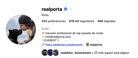 Perfil de Instagram verificado de Porta