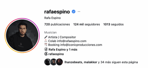 Perfil de Instagram verificado de Rafa Espino