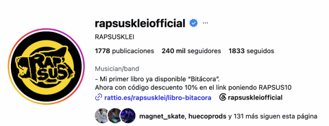 Perfil de Instagram verificado de Rapsusklei