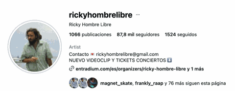 Perfil de Instagram verificado de Ricky Hombre Libre