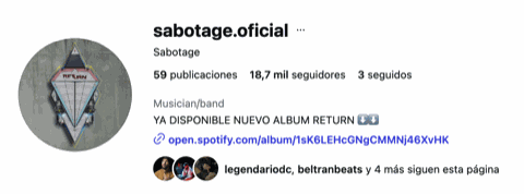Perfil de Instagram verificado de Sabotage