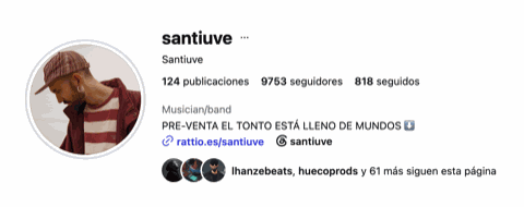 Perfil de Instagram verificado de Santiuve