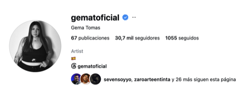 Perfil de Instagram verificado de Gema Tomás