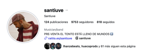 Perfil de Instagram verificado de Santiuve