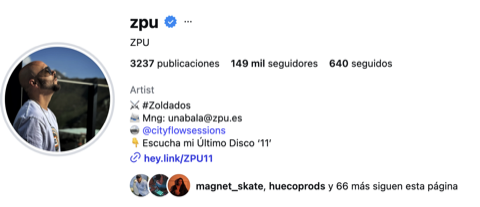 Perfil de Instagram verificado de ZPU