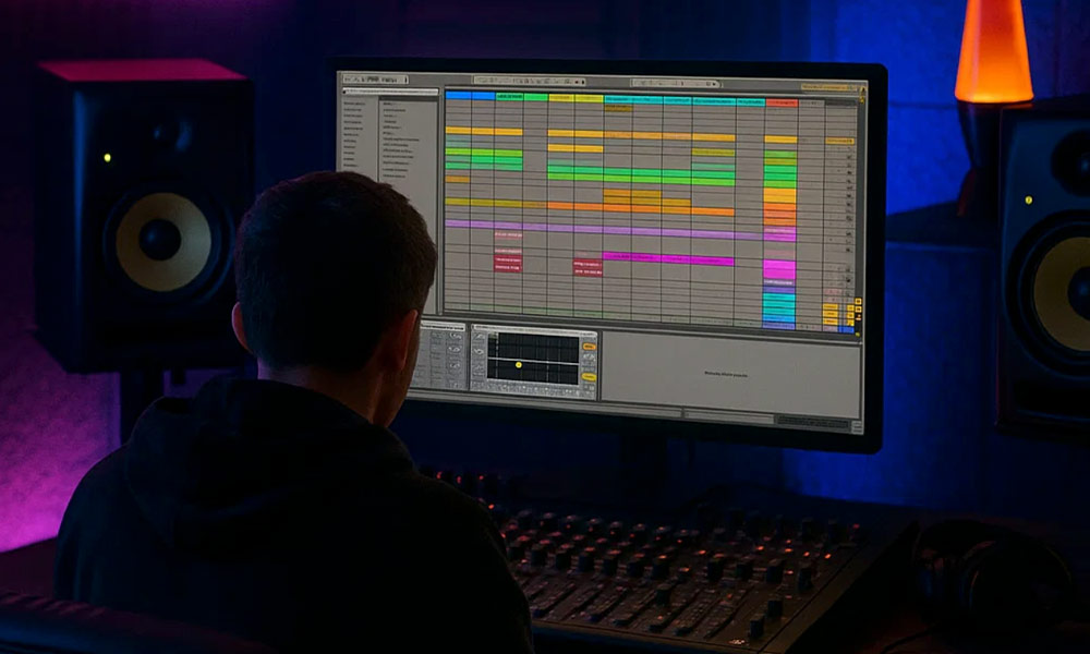 Productor trabajando en su home studio con clientes y proyectos que generan ingresos