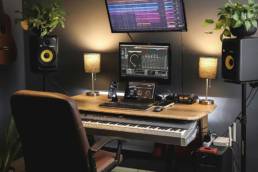 Espacio de producción musical ambientado para inspirar creatividad y romper bloqueos mentales