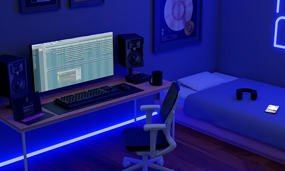 Estudio de grabación profesional funcionando como negocio generador de ingresos pasivos y activos