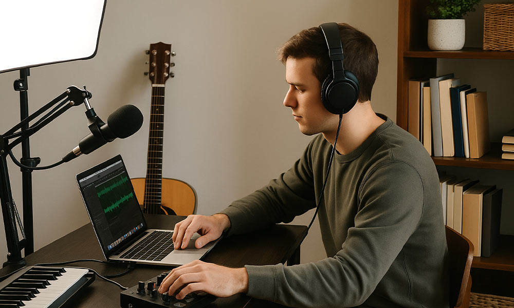 Beatmaker novato cometiendo errores al estructurar y mezclar un beat urbano