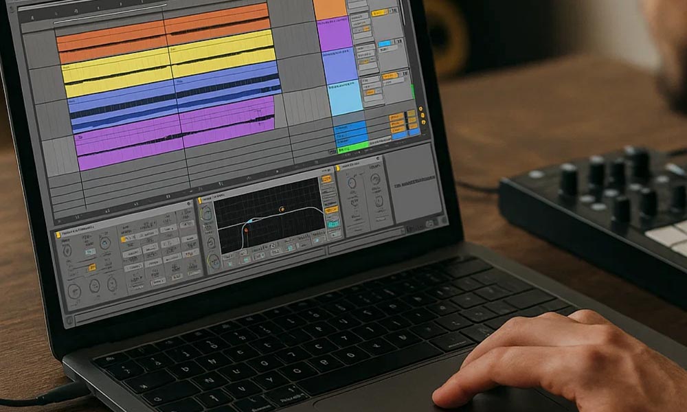 Sesión de DAW desorganizada con errores típicos en mezcla y selección de sonidos