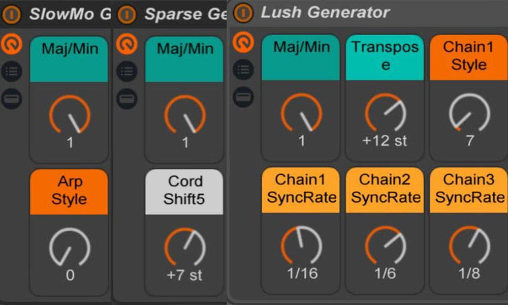 Vista de un rack de efectos personalizado en Ableton Live con múltiples dispositivos encadenados
