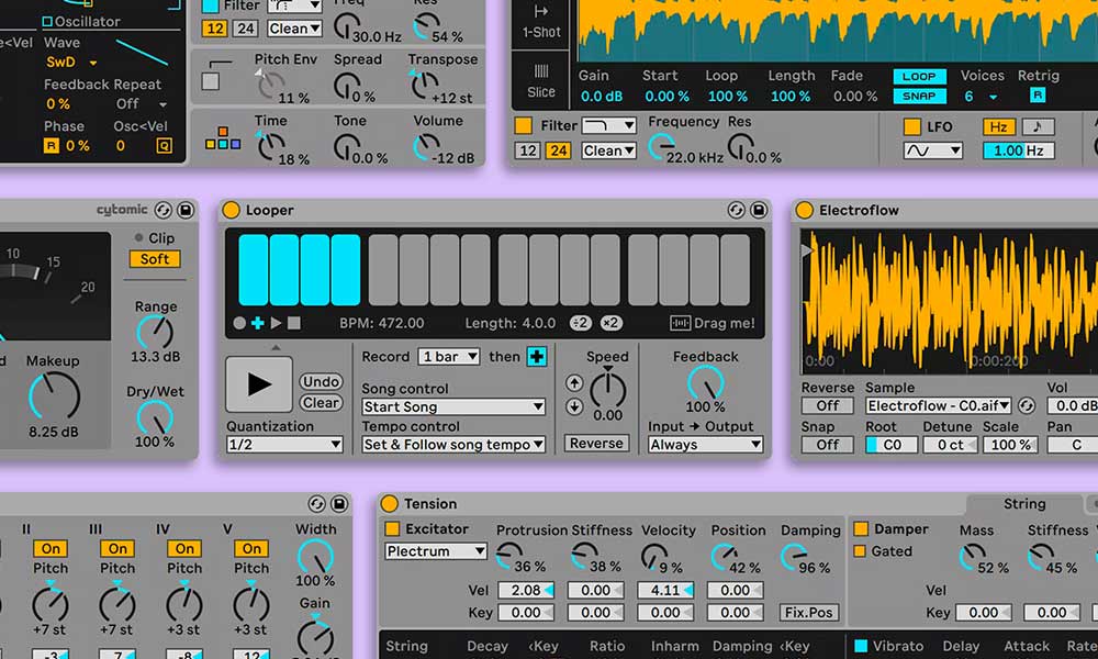 Cadena de efectos creada solo con plugins nativos de Ableton Live para producción profesional