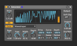 Plugin de saturación en un DAW aportando color y carácter a una mezcla musical